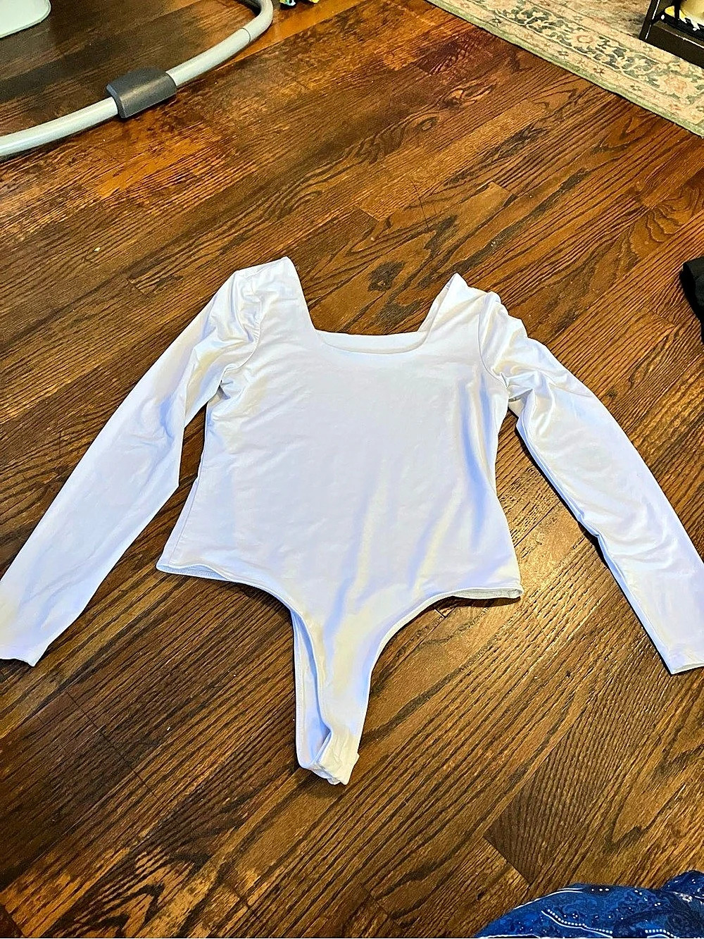 Long Sleeve Bodysuit in White Like New